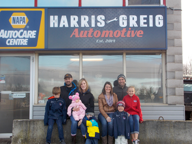 The Harris-Greig Automotive team in front of the shop